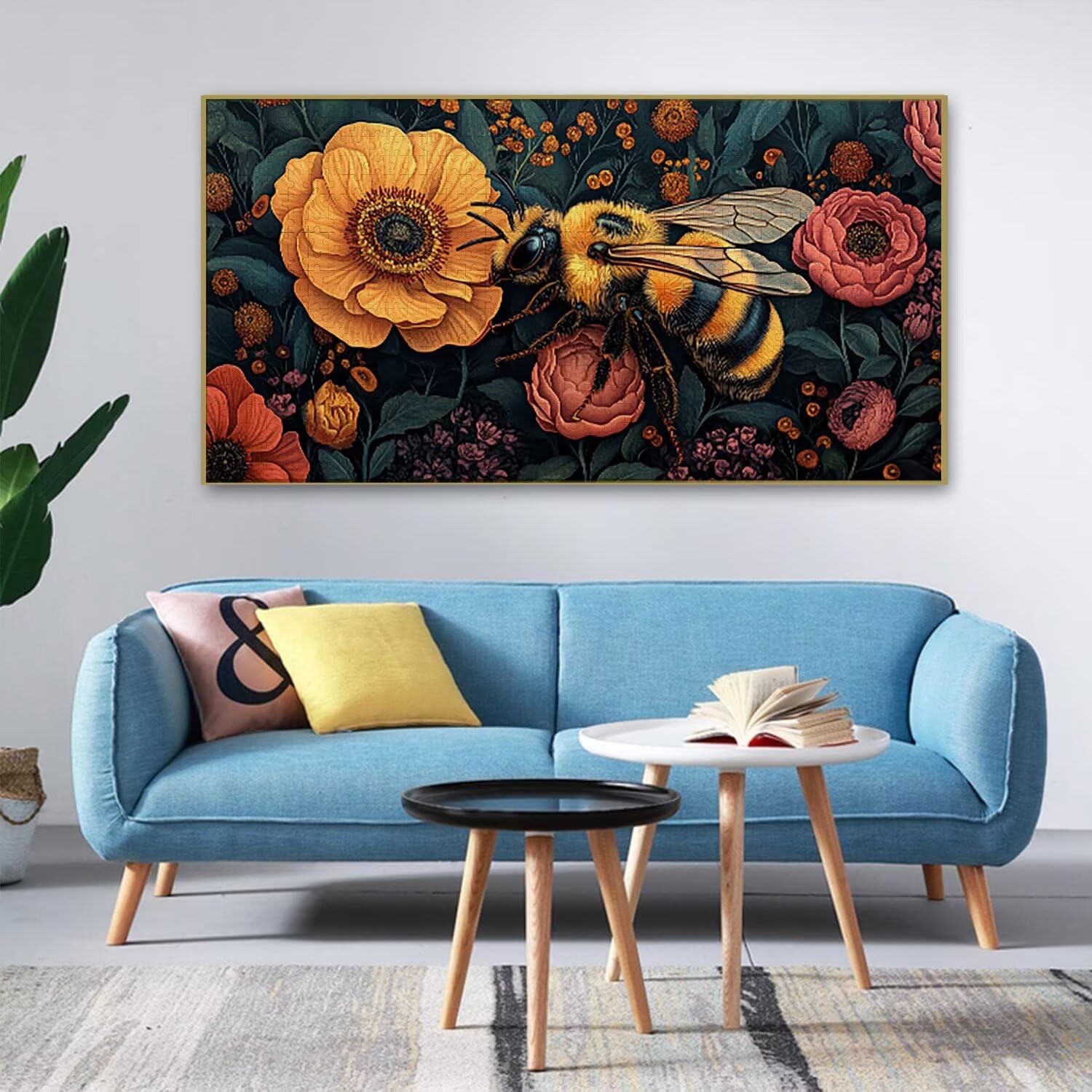 Puzzle dla dorosłych 1692 sztuk, kwiaty pszczół puzzle, trudne, wyzwanie, puzzle idealnie pasują, napis na plecach, bez pudru, prezent dla seniorów (179 x 31 cm) v716