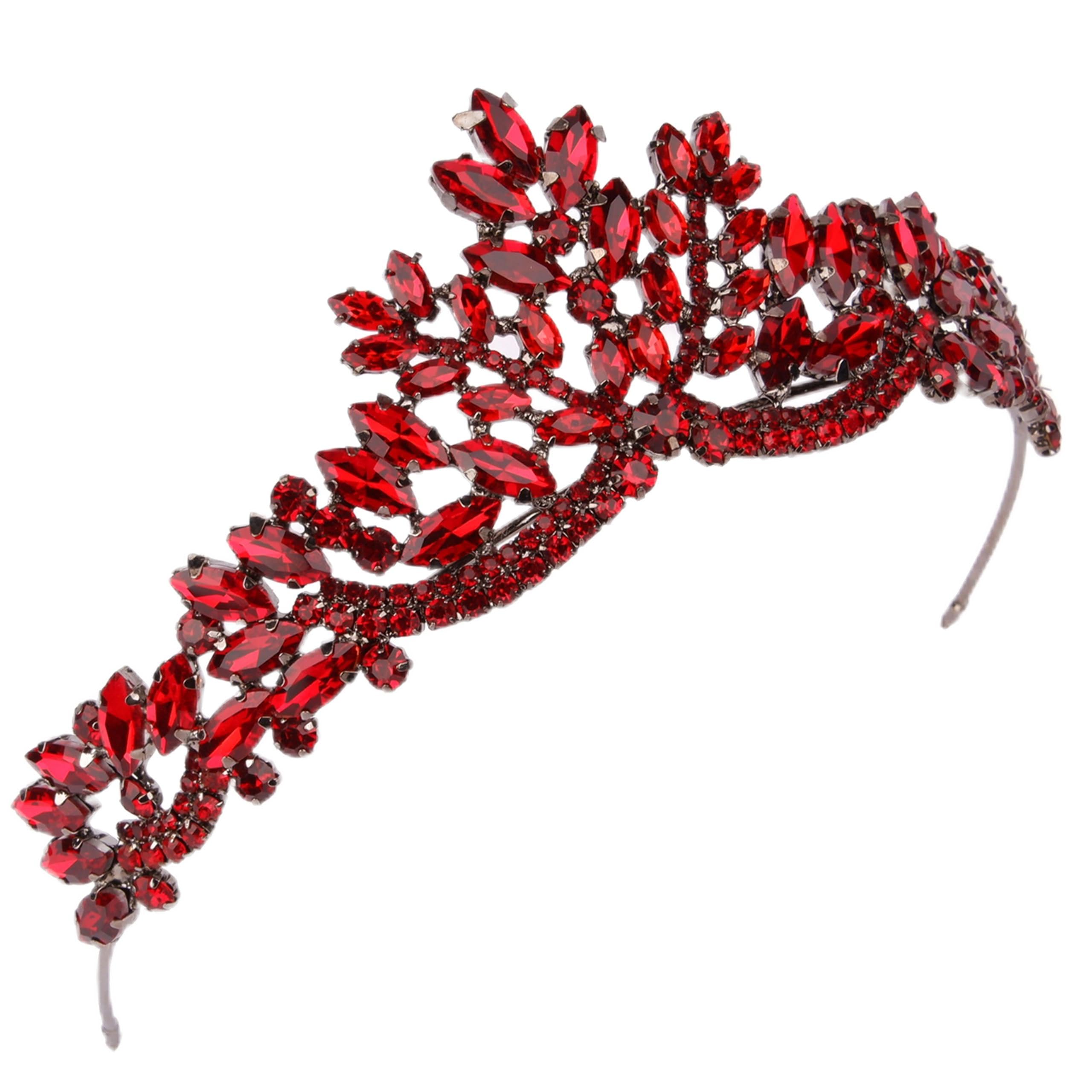 Damen Tiara Krone für Henna Hochzeit Party | Glitzer Haarschmuck für Braut | Anthrazit Design