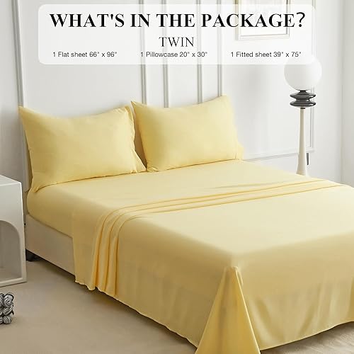 Miniatura 6 de Juego de sábanas transpirables y refrescantes, tamaño individual, sábanas de lujo para cama de tamaño individual, sábanas suaves y sedosas, juego de