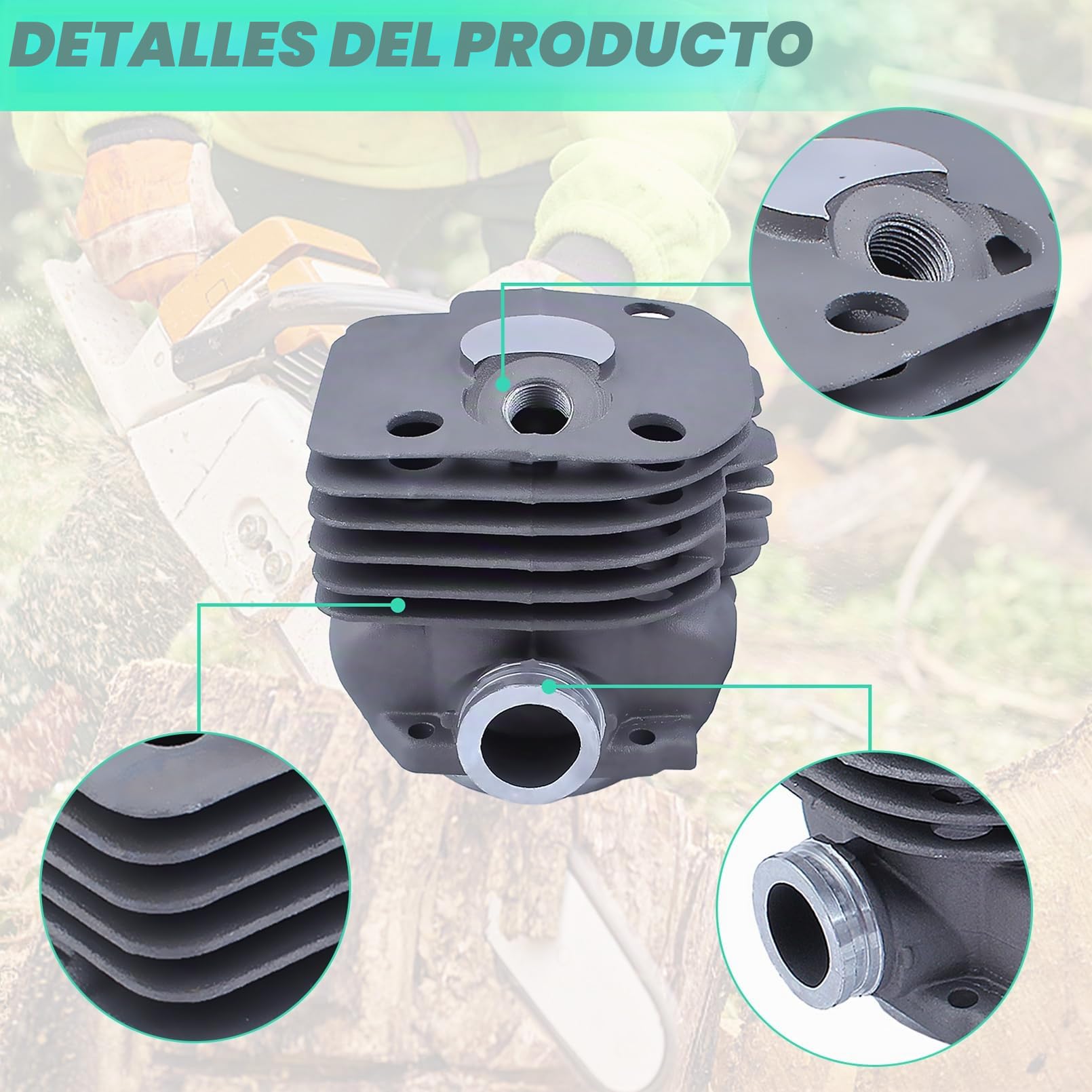 Adefol 50 mm Cilindro Pistón Cojinete de Agujas Empaquetadura Kit para Motosierra Husqvarna 365 371372 XP 362 Piezas de Repuesto con bujía