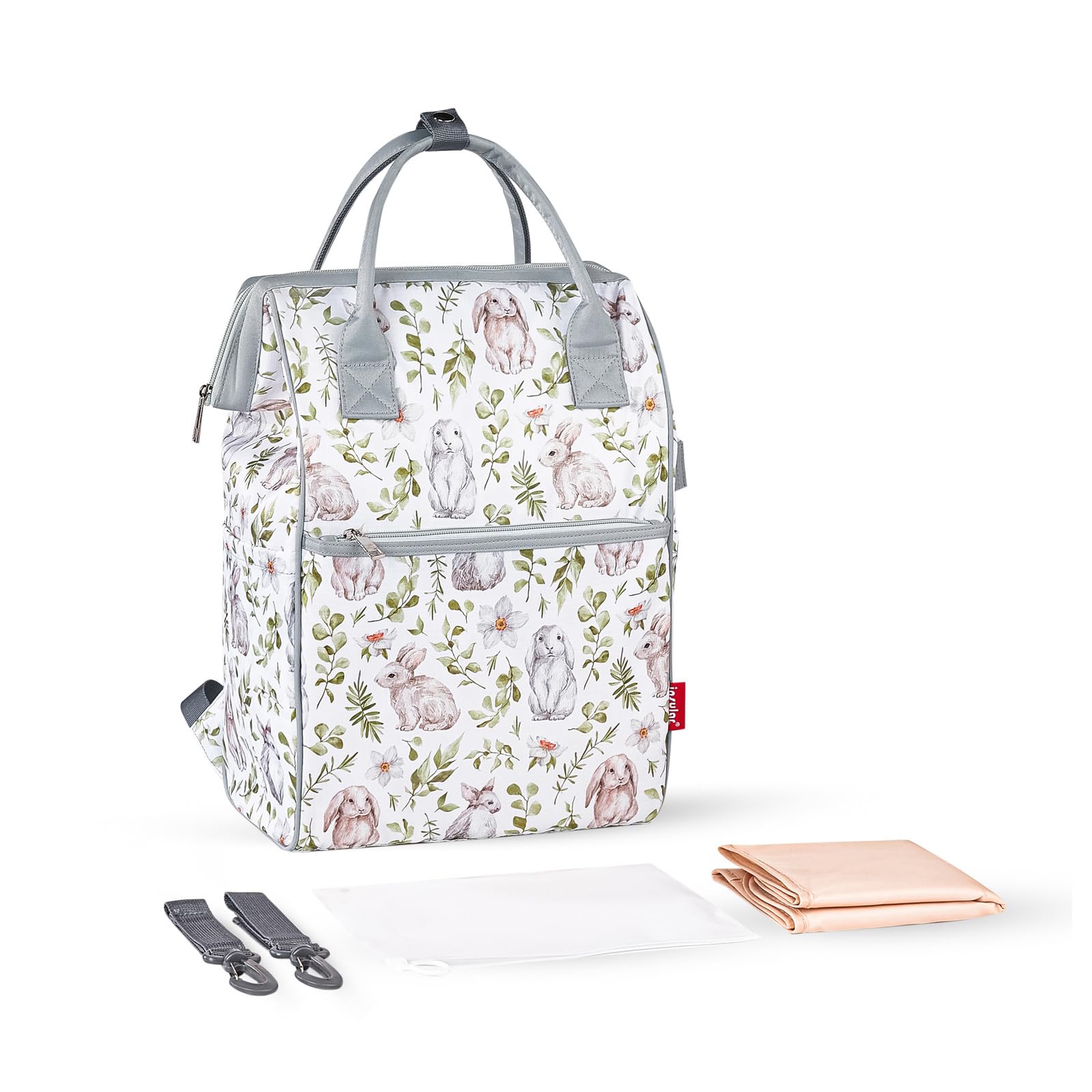 Sonarin Unisex Infant Bunny Large Capacity Stylish Baby Changing Bag Backpack,Multifunctional Waterproof Diaper Bag Travel Nappy Changing Bag Maternity Bag With Changing Mat & Stroller Straps(Bunny)