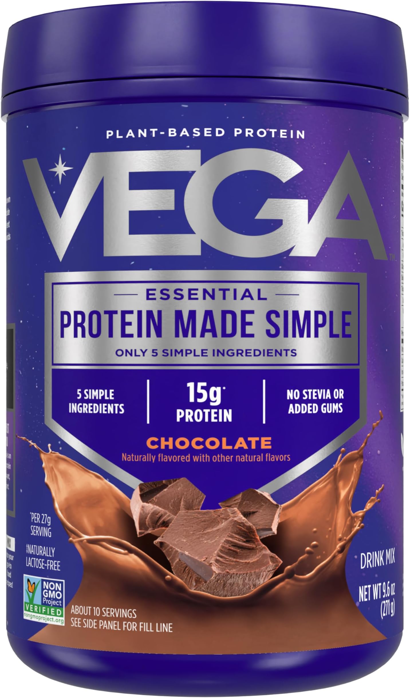 Protein Made Simple Dark Chocolate (10 Servings) Stevia Free Vegan Protein Powder, Plant Based, Healthy, Gluten Free, Pea Protein for Women and Men, 9.6 Oz (Packaging May Vary)