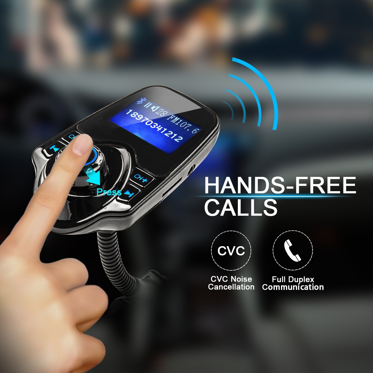Lettore musicale MP3 vivavoce senza fili per auto Bluetooth Il ricevitore FM supporta la scheda TF e la ricarica USB