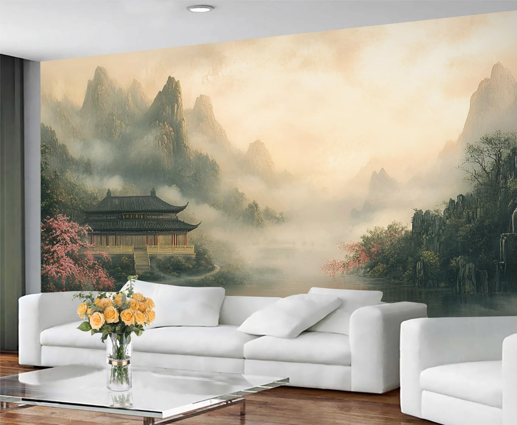 GIVLWF Wallpaper - Landscape Home Decor & Mural, Oriental Landscape Bedroom Wallpaper, Wall Paper for Living Room, Large Wall Mural - Not Self-Adhesive, Traditional Asian — image 1