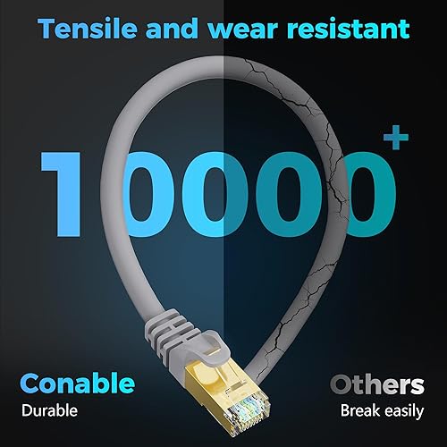 Miniatura 4 de Cable Ethernet Cat 7 de 30 pies, cable de Internet de alta velocidad de 10 Gbps, blindado SFTP, cobre puro OFC, cable de red LAN RJ45 CAT7