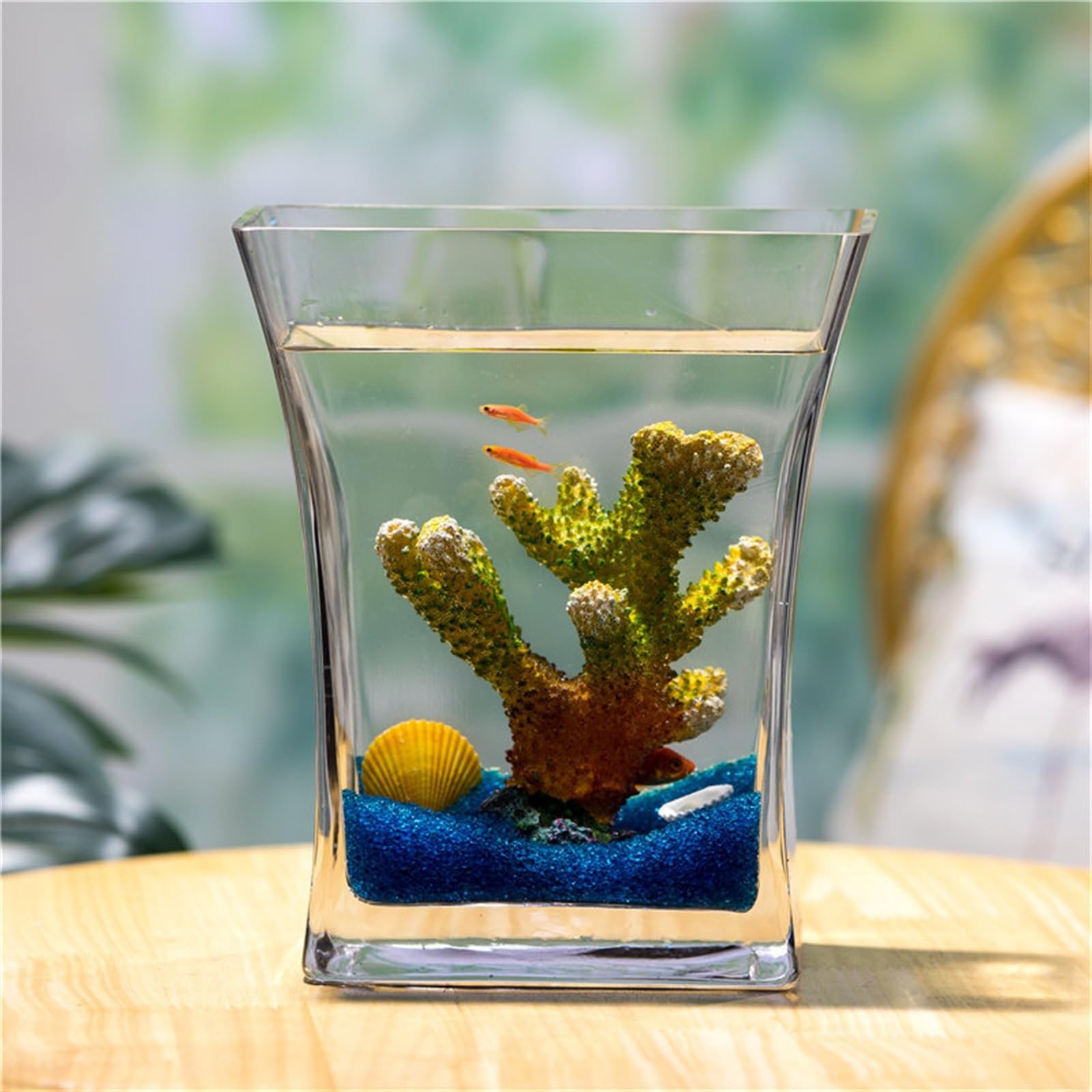 Acquario per Pesci Creativo Acquario in Vetro Trasparente Acquario Ascia Desktop Piccolo Acquario Acquario for Pesci Rossi Ufficio Soggiorno Ornamenti Acquari