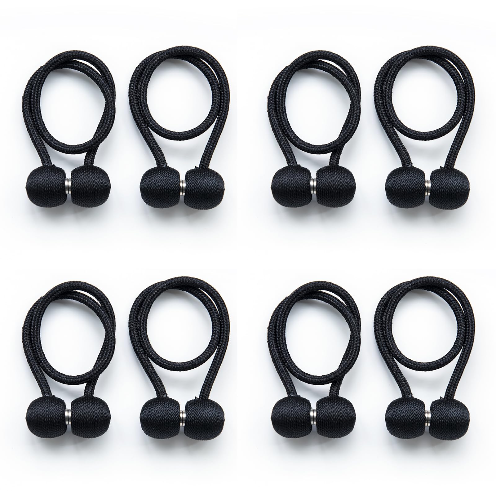 SHELFLOVER Magnetic Curtain Tiebacks 8pcs, Curtain Buckles Holders for Bedroom Living Room Home Window Treatment Decorative, Black