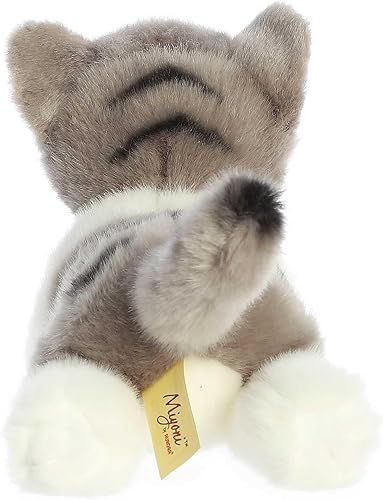 Miniatura 4 de Aurora® Adorable Gato Atigrado Gris de Peluche Miyoni® - Detalle Realista - Compañerismo Querido - 8 Pulgadas