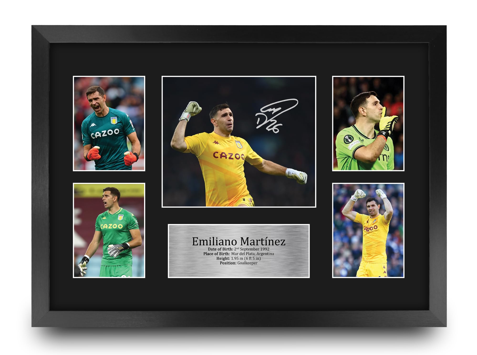 HWC Trading FR A3 Emiliano Martinez Aston Villa Printed Memorabilia Signed Autograph Photograph Display for Football Fans and Supporters - A3 Framed