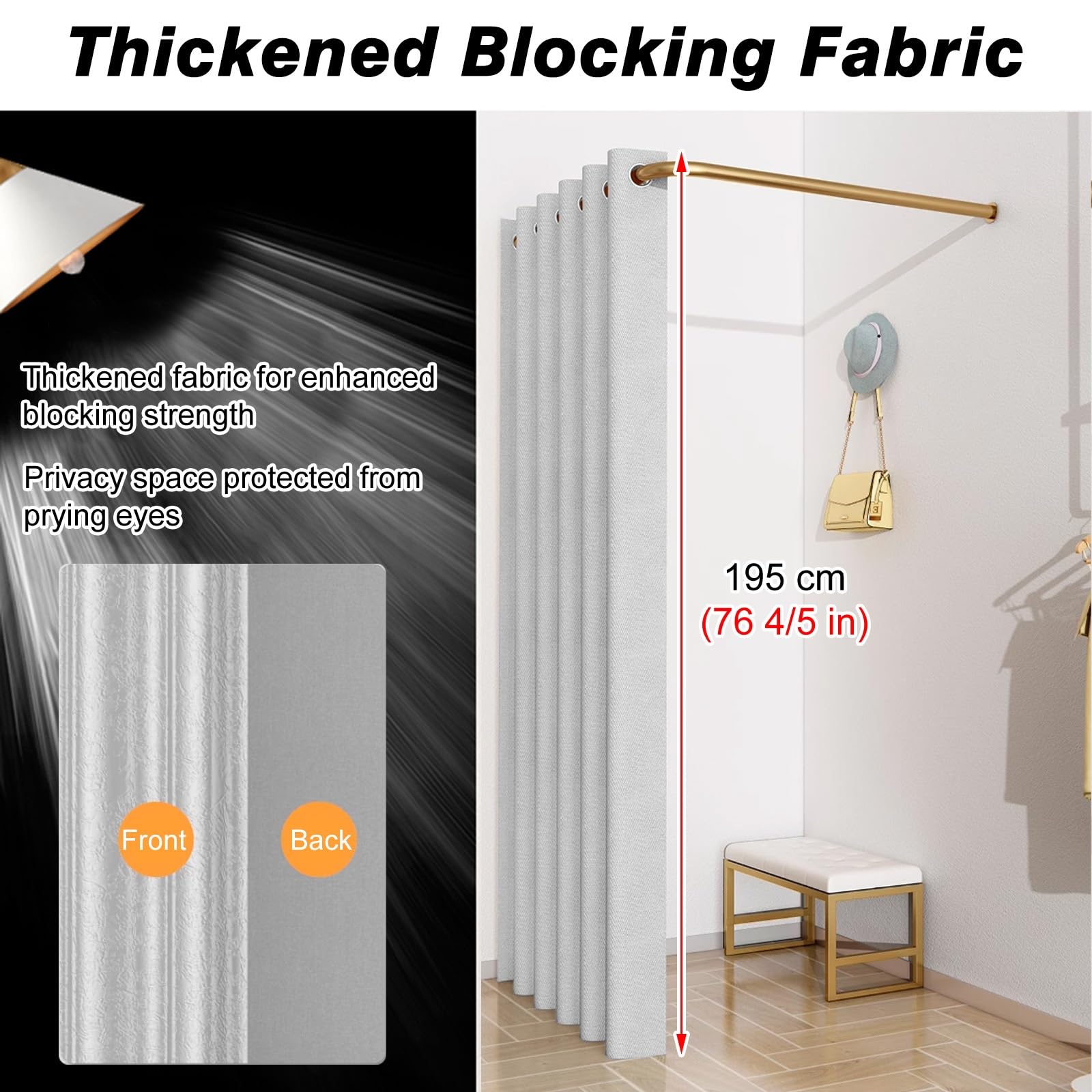 Changing Room Rods Temporary Dressing Room L-Shape Changing Room Curtain & Rod - 47