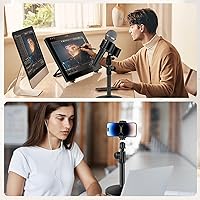 Vista 7 de BILIONE Versatile Desktop Microphone Stand, Adjustable Table Mic Stand with Large Microphone Clip, Cell Phone Clip, 5/8" Male to 3/8" Female Metal