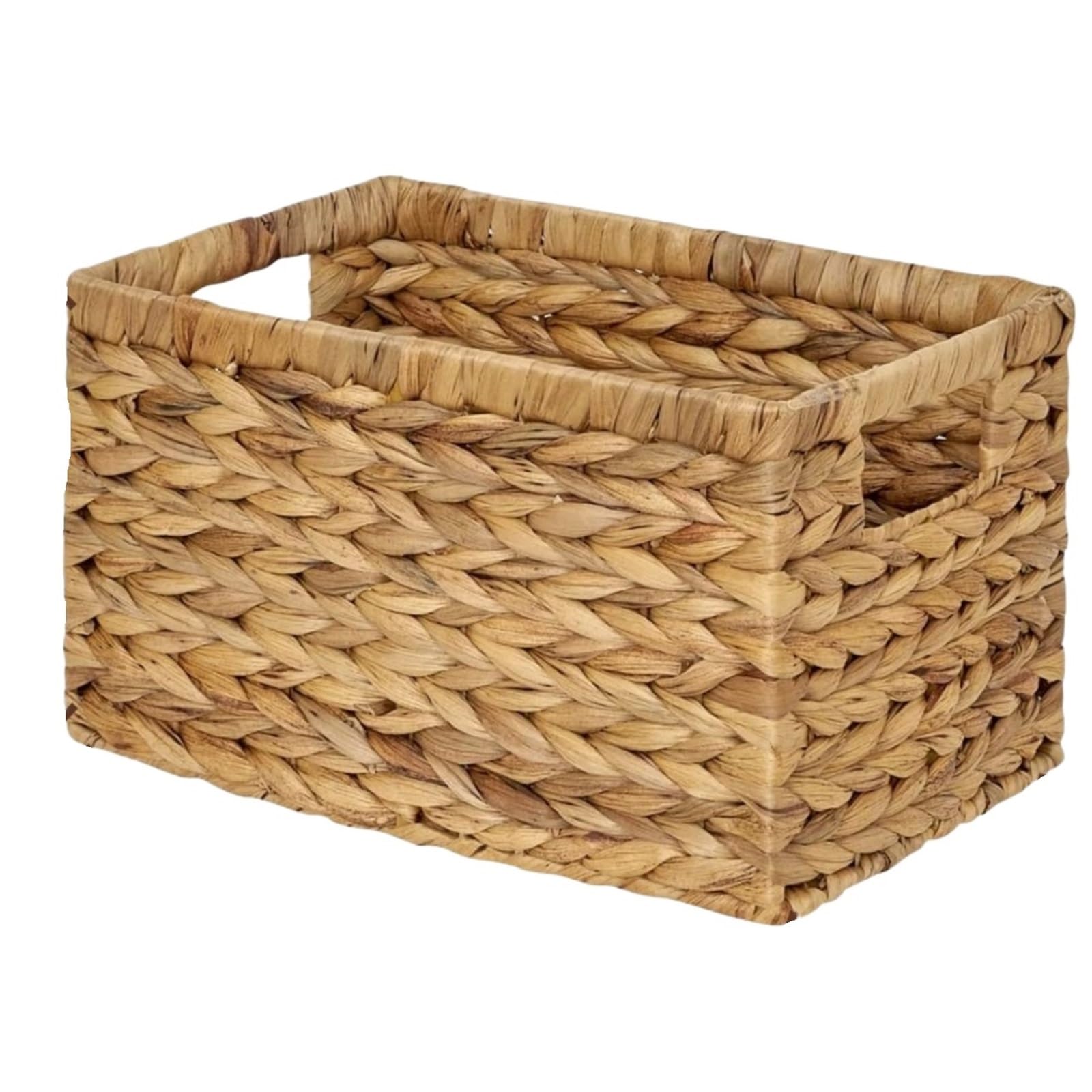 Woven Storage Baskets Sundries Organizer With Lid Rectangular Cosmetics Box Clothes Laundry Basket Towel Toys ContainerW For Storage(M)