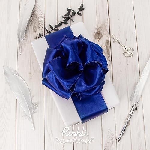 Vista 123 de Ribbli Cinta de satén rosa claro con alambre de 1.5 pulgadas, cinta de Navidad rosa para envolver regalos, coronas, guirnaldas, decoración