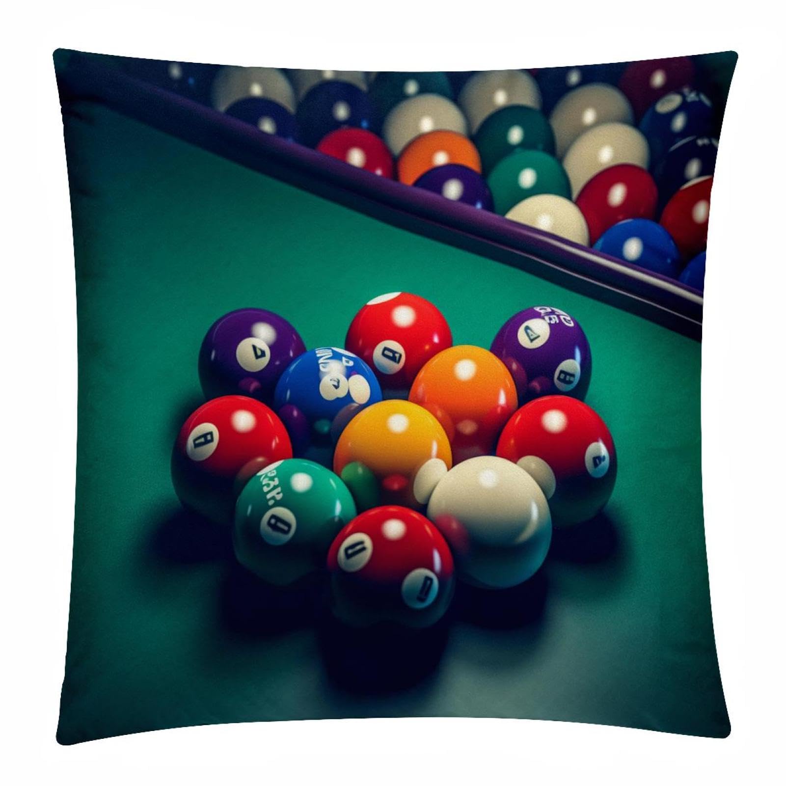 Pillow Cases Standard Size,Throw Pillow Cover,Billiards Pillow Covers 20x20 in,2-Pc