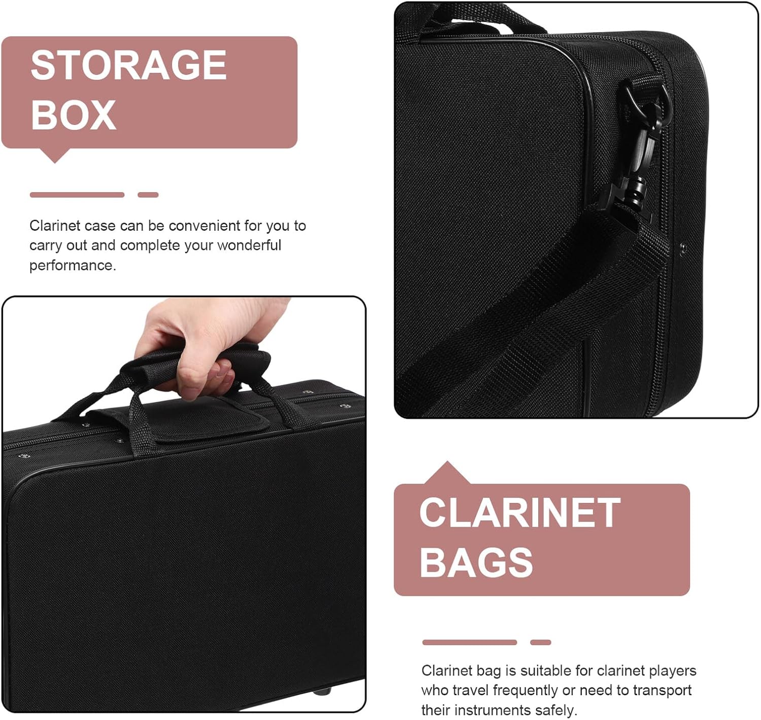 Portable Clarinet Carrying Case with Handle Shockproof and Scratch-resistant Wind Instrument Storage Bag for Musicians Black Protective Gig Bag for Travel and Outdoor Use