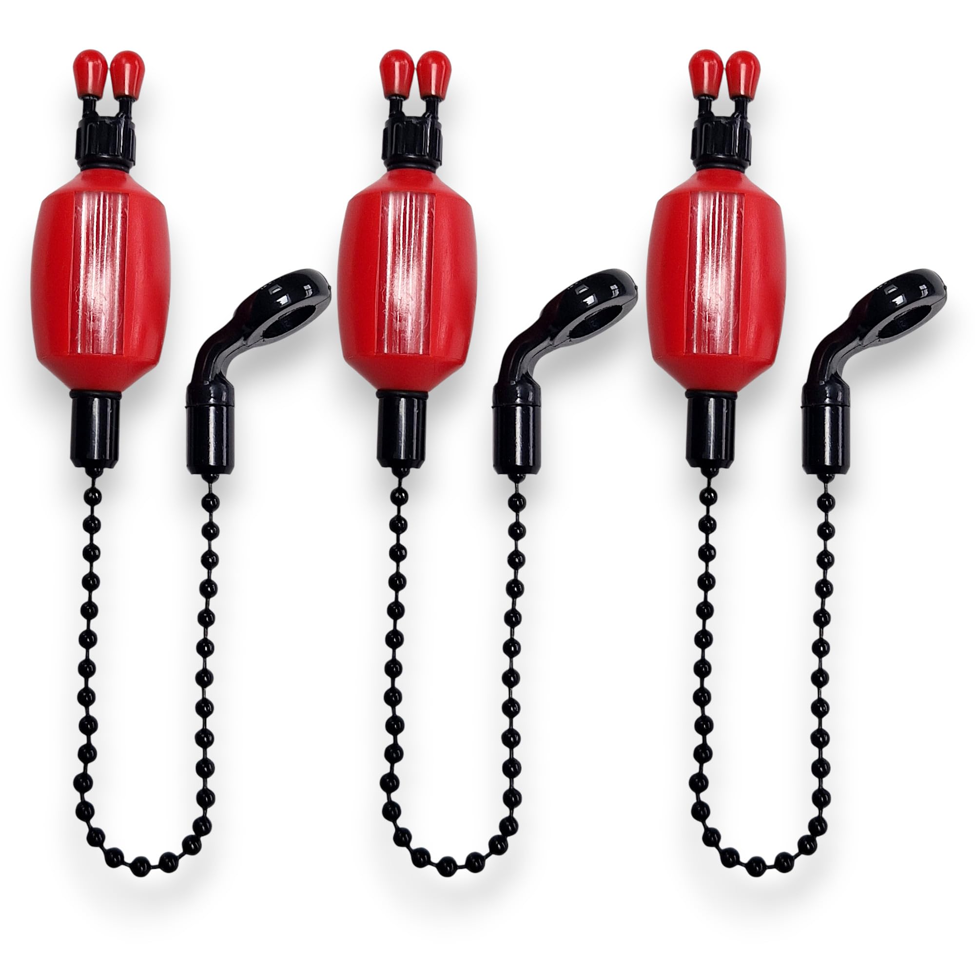 TJR Tackle 3 x Pro Ace II Bite Indicators Bobbins Short 14cm Chain For Fishing Bite Alarms 3 colour options (Red)