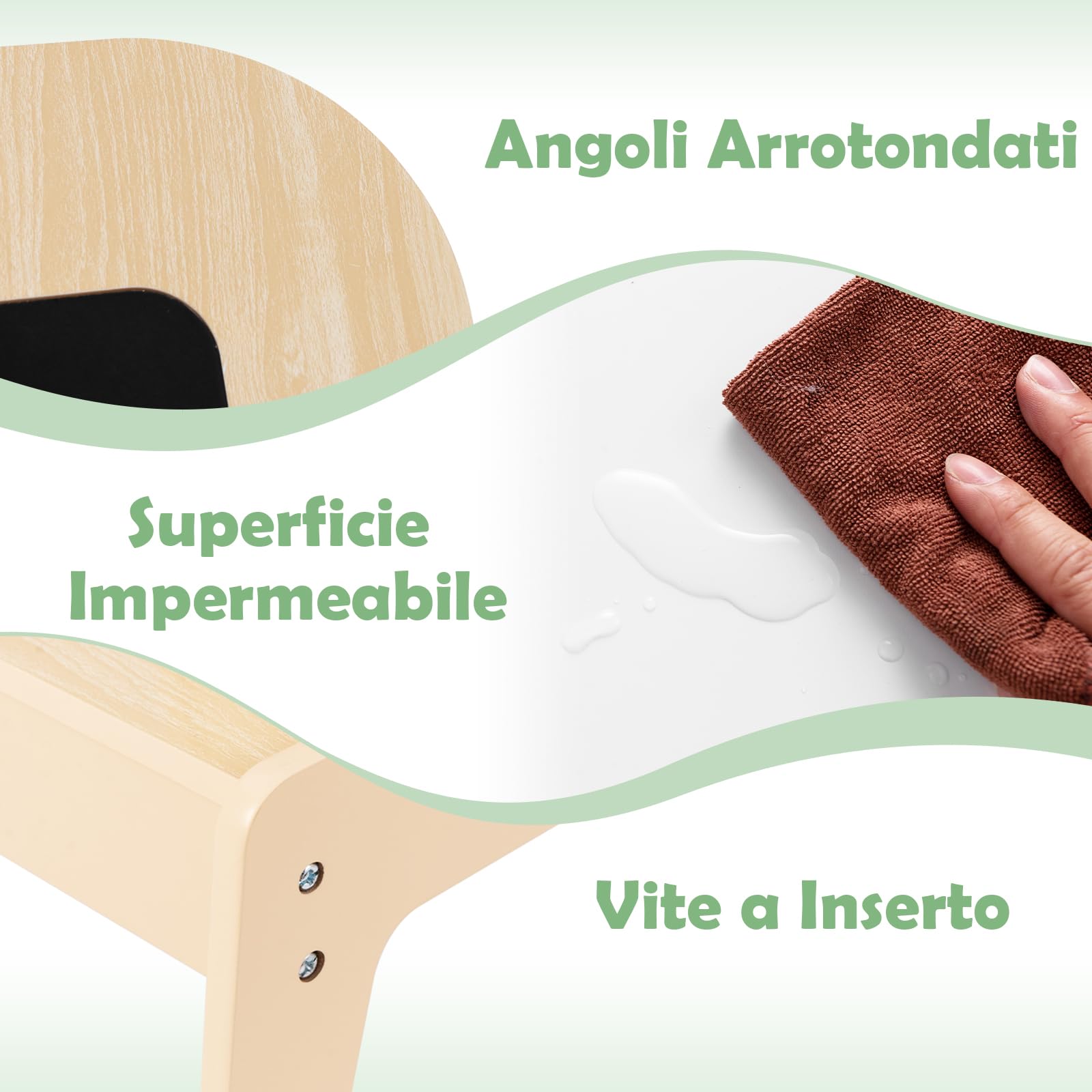 RELAX4LIFE Set Tavolo e 2 Sedie per Bambini, con Lavagna a Doppia Faccia e Spazio per Giocattoli, Tavolino Multiattività in Legno con 2 Sedie per Bambini da 3-6 Anni, per Cameretta (Naturale)