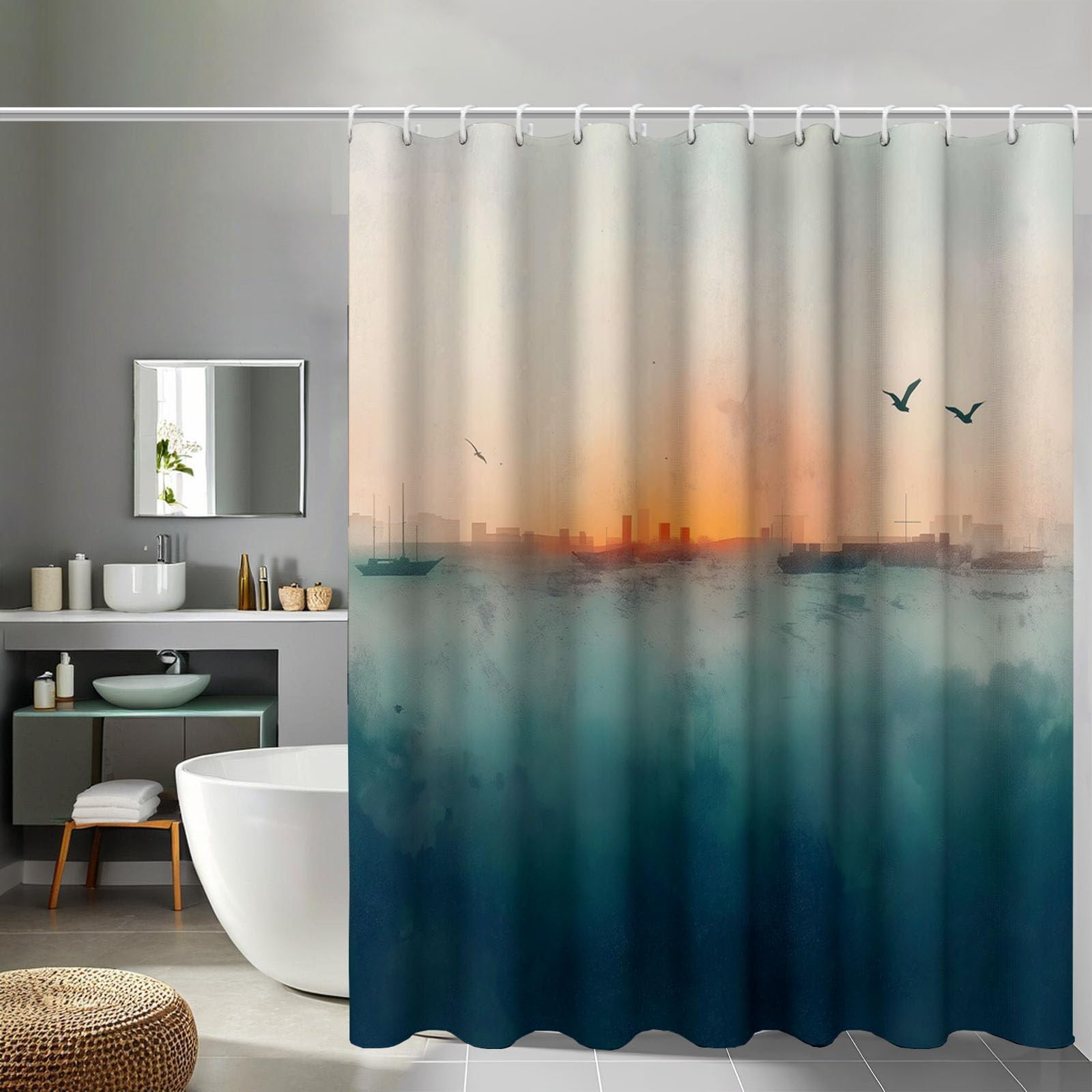Rideau de douche anti-éclaboussures 150x180 cm en polyester pour cabine propre