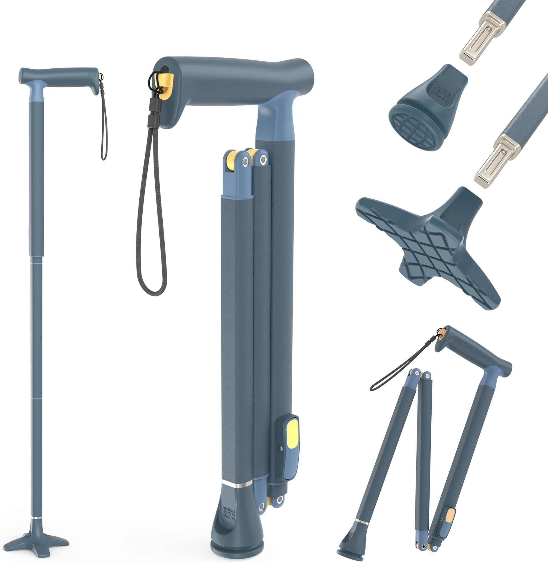 Michael Graves Quick Fold Walking Cane for Men and Women - Foldable Walking Stick for Stability and Style - Folding Folding Stick - Walking Sticks for Seniors & Adults