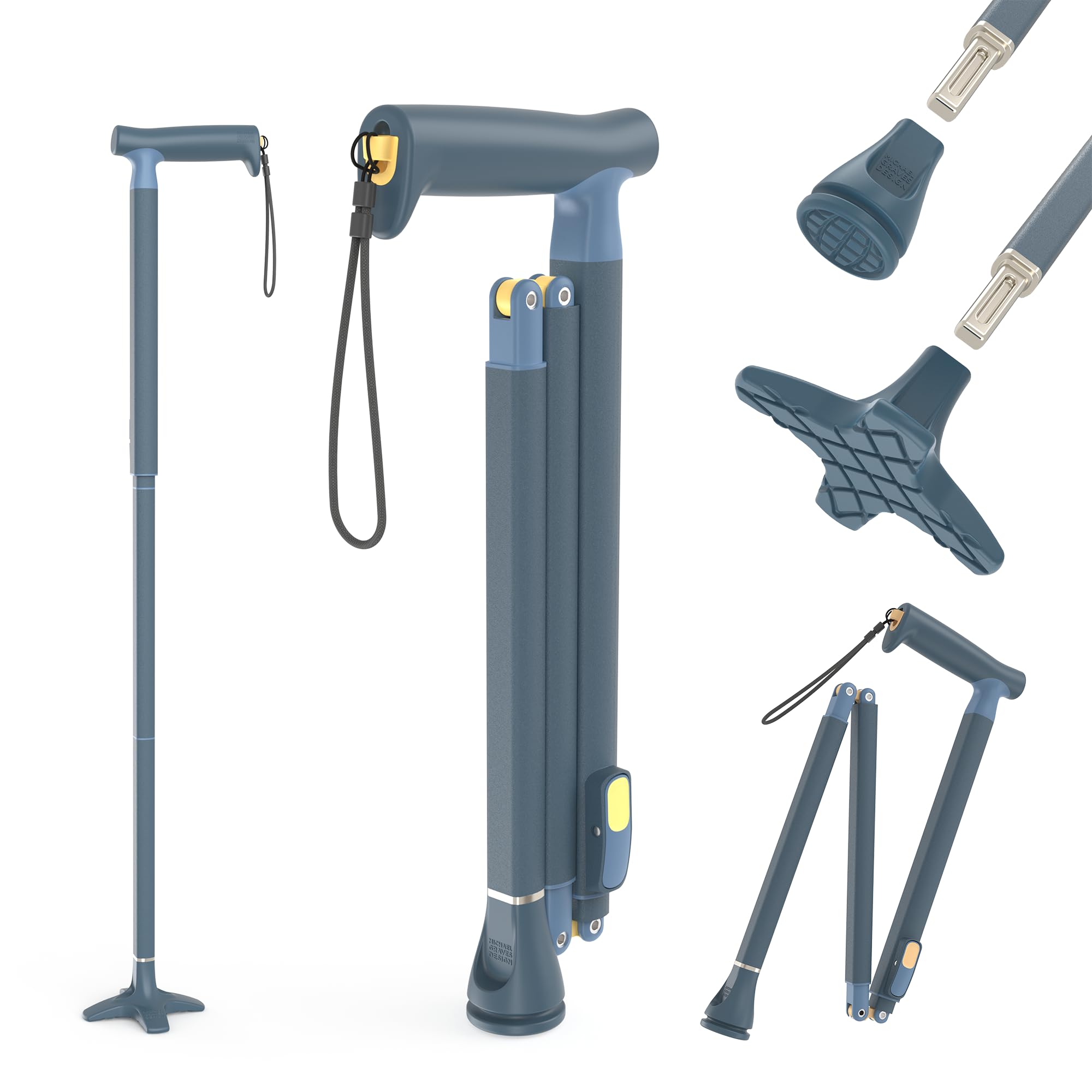 Michael Graves Quick Fold Walking Cane for Men and Women - Foldable Walking Stick for Stability and Style - Collapsible Folding Cane - Walking Sticks for Seniors & Adults