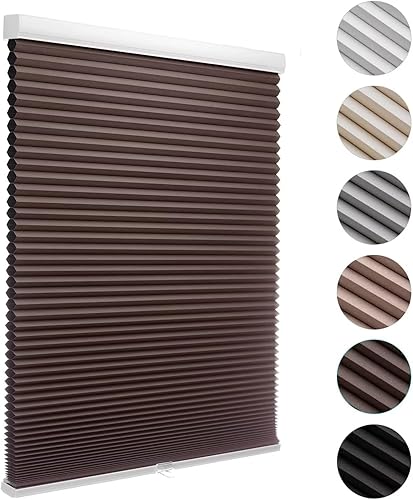 MYshade Persianas celulares opacas sin cordones, con diseño de panal para ventanas de interior, persianas de oscurecimiento de habitación, persianas