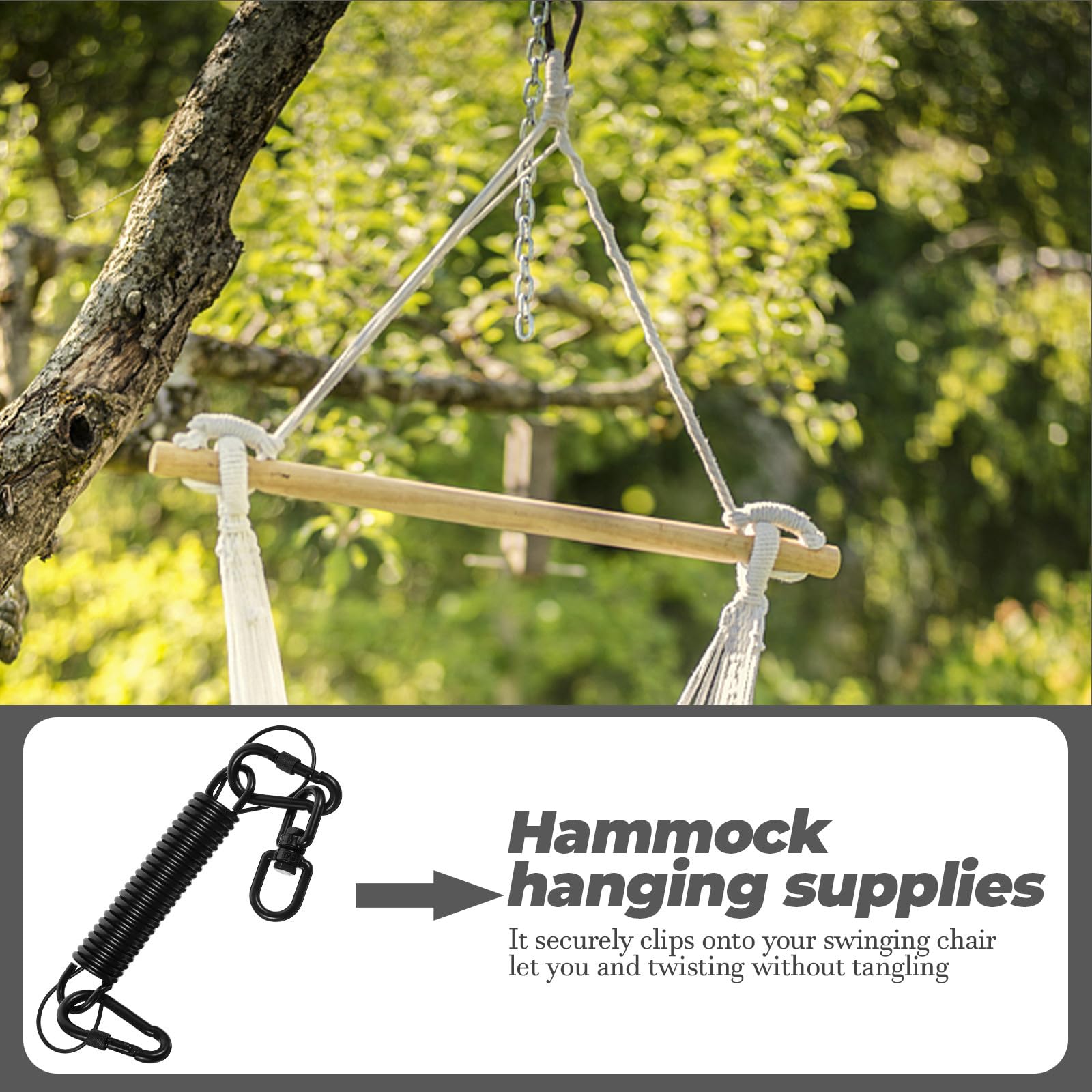 UKCOCO Resorte para Silla Hamaca de Porche, Accesorio de Metal Resistente para Colgar Hamacas y Columpios, Kit de Resortes de Suspensión Duradero para Uso Exterior