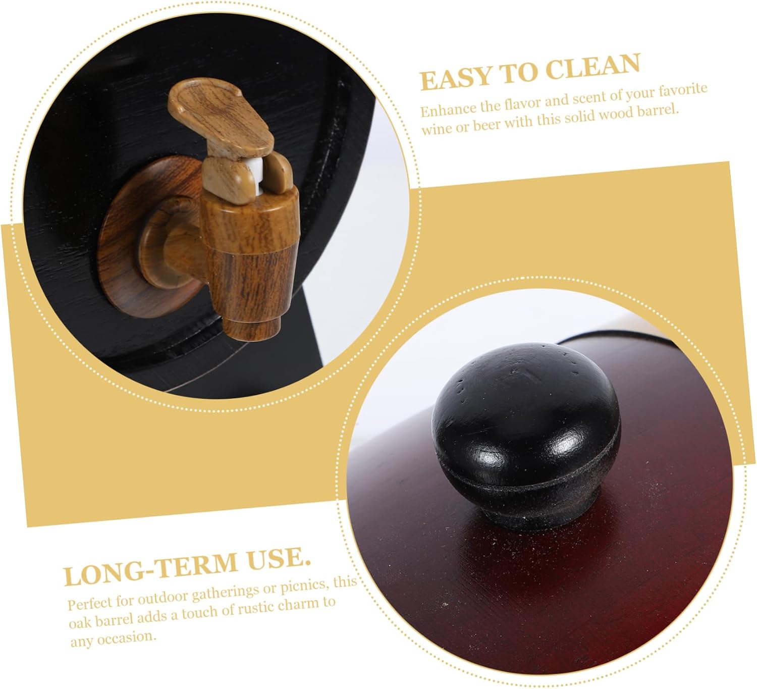 Cabilock Wooden Aging Barrel for Wine and Beer Natural Oak Finish with Stand Faucet for Home Bars and Parties
