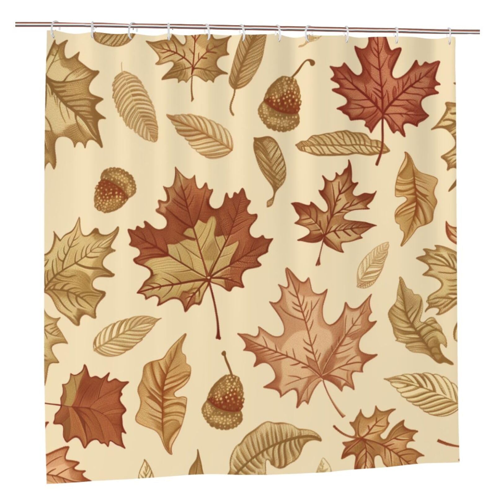 Rideau de douche en tissu imperméable feuilles d'automne Mexpekil 183x183 cm