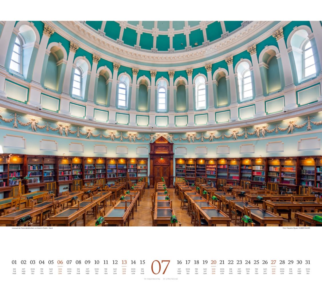 Welt der Bücher Kalender 2025, Wandkalender im Querformat (54x48 cm) - Mit den eindrucksvollsten Bibliotheken und Büchereien der Welt