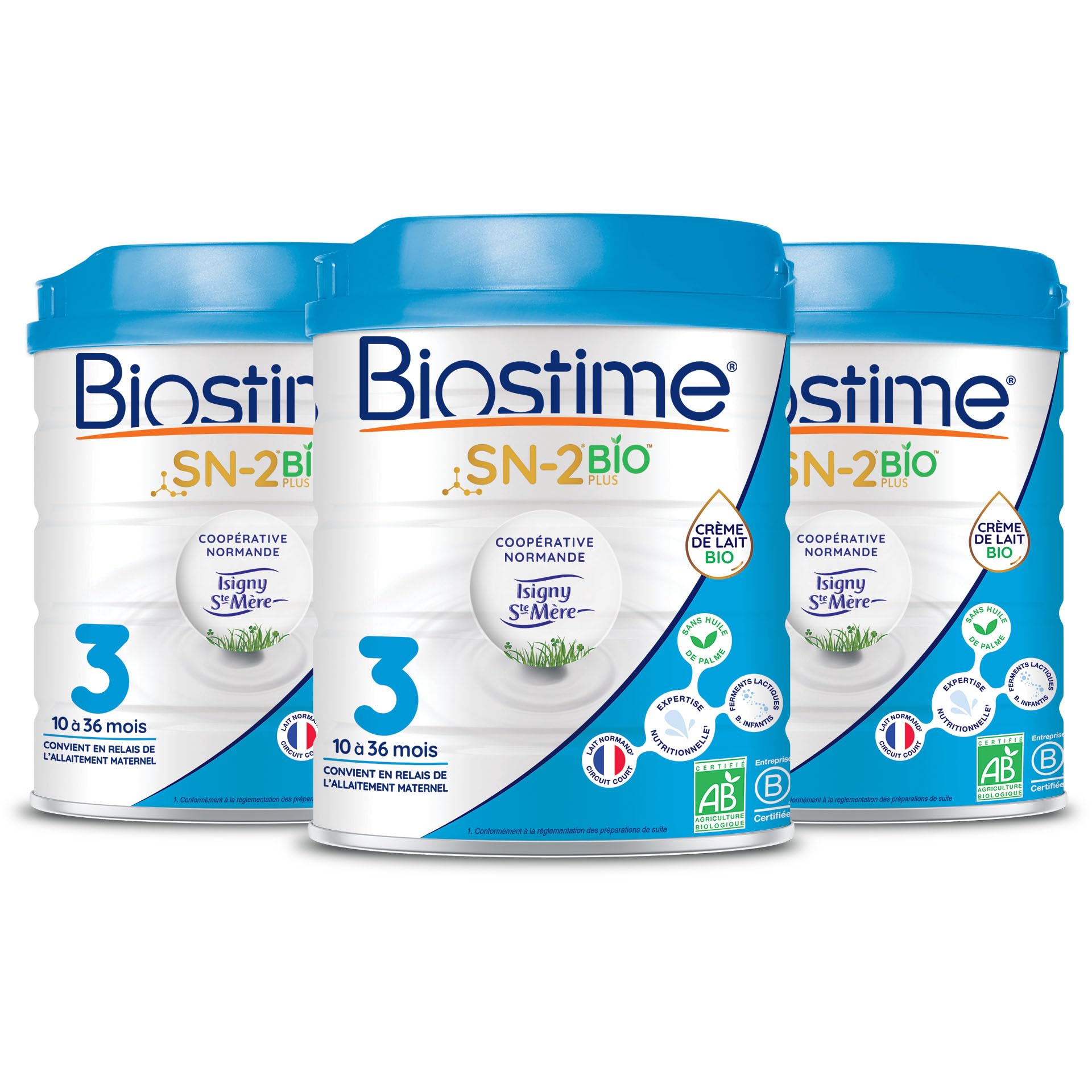 Biostime SN-2 Bio Plus Laits Infantiles Bio 3ème âge en poudre de 10 à 36 Mois 800 G - Lot De 3