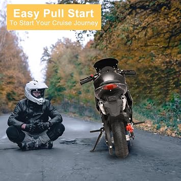 YOXIER 50cc Pocket Bike, 4-Stroke Motorcycle, EPA Approved Gas Adult Motorcycle, Strong Dual Brake, Pocket Bike Max Speed 25 Mph, Gas Pocket Motorbike with Front Rear Disc Brakes Black