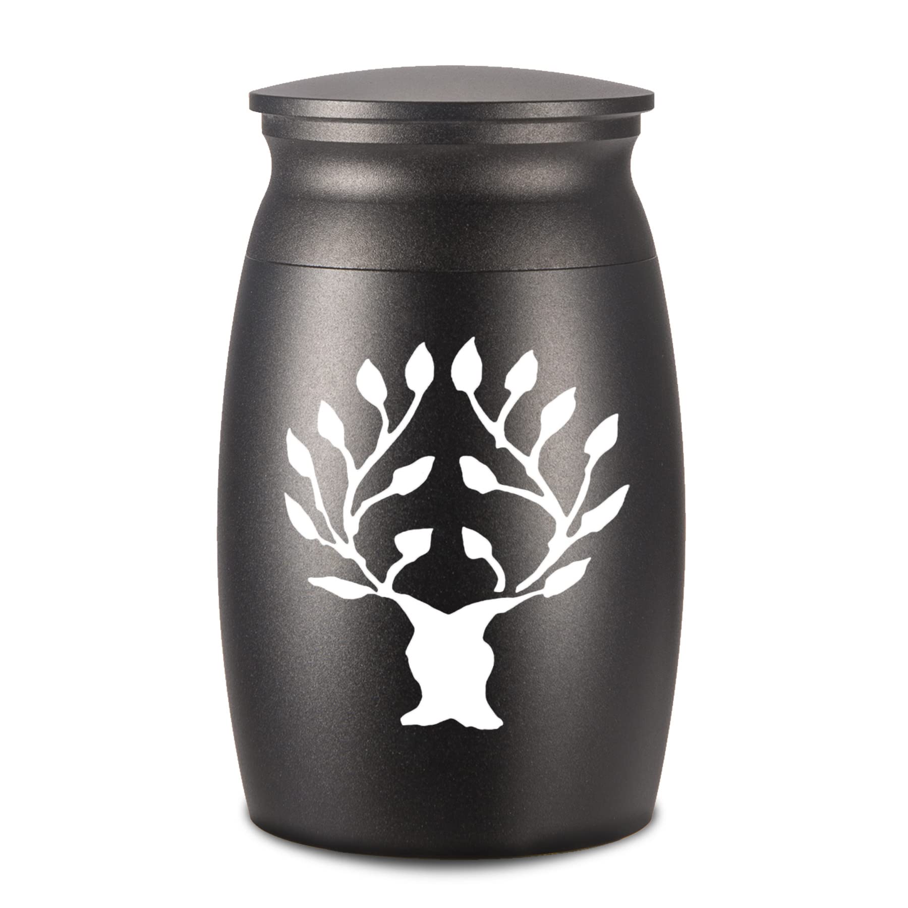 BGAFLOVEBeautiful Keepsake Urn for Ashes - 2.8" Tall Tree of Life Cremation Urns for Human or Pet Ashes - Handcrafted Black Decorative Urns for Funeral - Affordable Tree Engraved Urn for Sharing