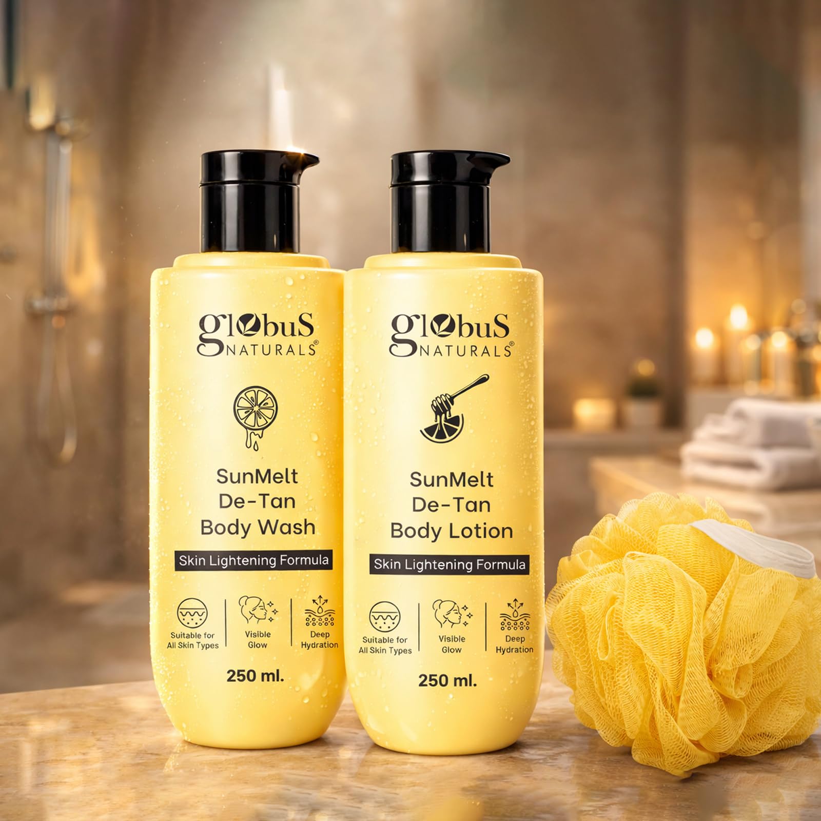 Globus Naturals Detan Body Care Combo for Summer | Body Wash + Body Lotion + Loofah | Tan Removal, Deep Hydration & Fresh Glow | For Men & Women | All Skin Types-image-29