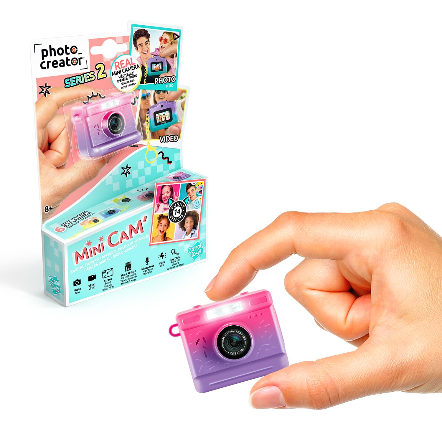 Canal Toys - Photo Creator - Mini Camera for Kids & Digital Video - Mini Camera to Make Memories - Gift for Children Age 8+ -14 Filters - Flash+Micro - Travel Size - CLK 076 Pink & Purple