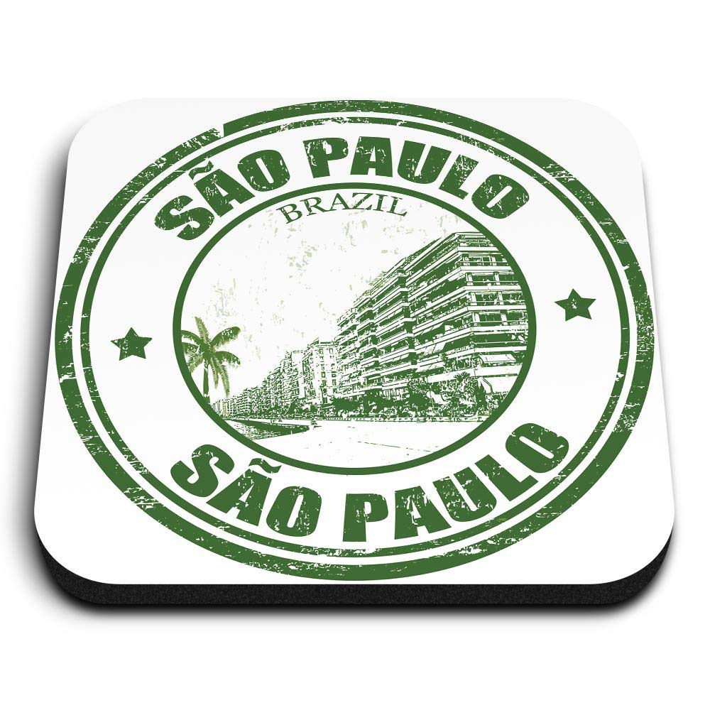 1 x Square MDF Fridge Magnet - São Paulo Brazil Travel Stamp 4362