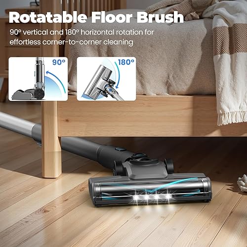 Miniatura 9 de Aspiradora inalámbrica con autoportante, 8 en 1 para el hogar, aspiradora ligera y potente con pantalla LED, aspiradora recargable para alfombras,