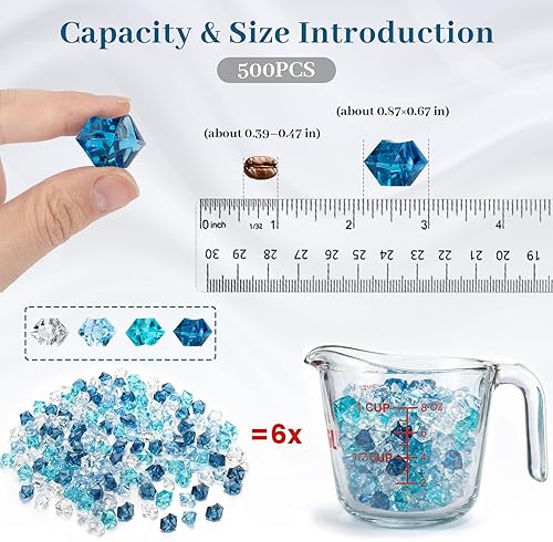 Miniatura 2 de DomeStar 500 unidades de imitación de hielo, cuentas de vidrio acrílico surtidas, decoración para jarrones, acuarios, decoración de mesa y dispersión