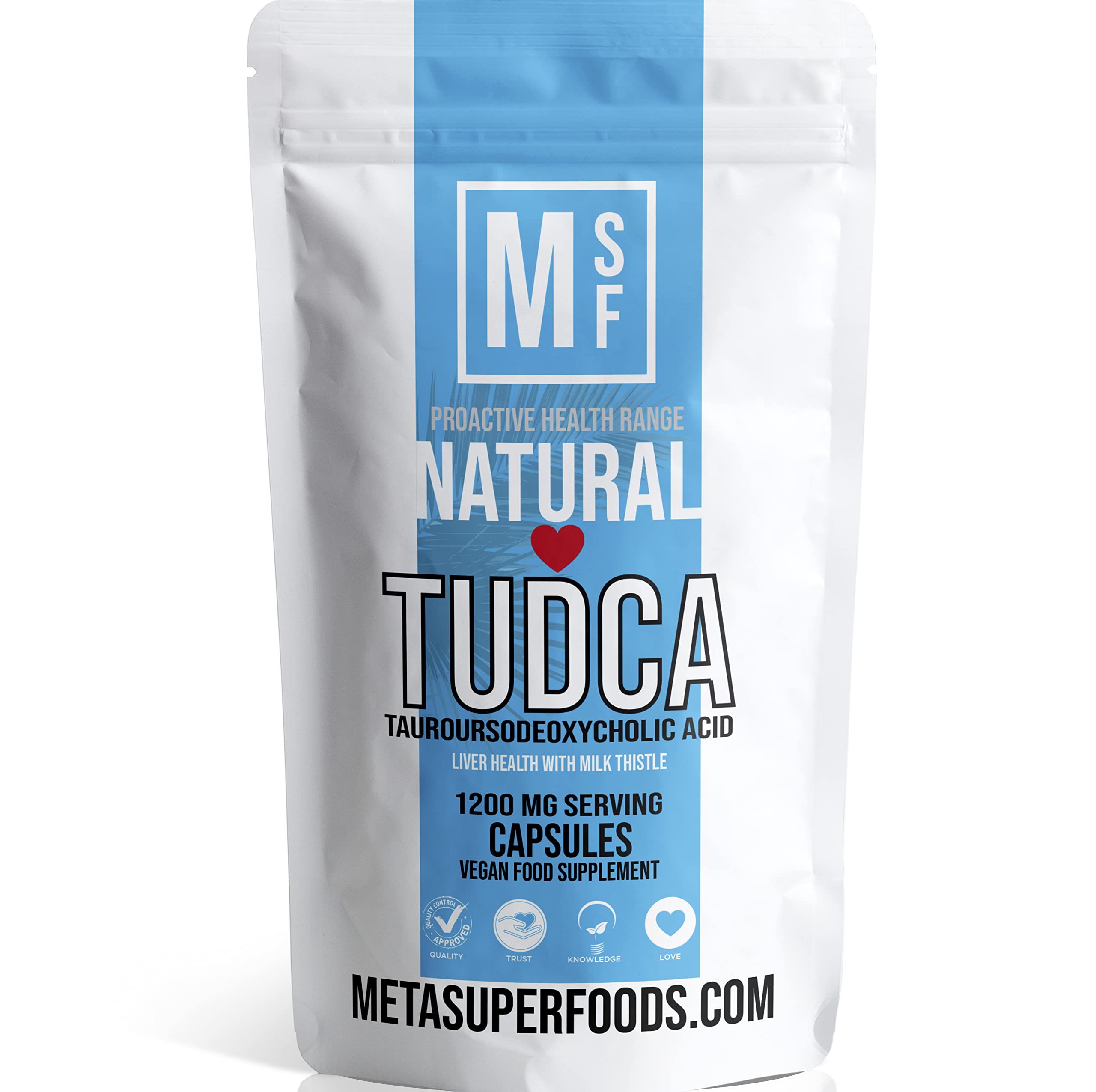 TUDCA | Tauroursodeoxycholic Acid (1200mg) | 60 High Potency Capsules | Vegan | Bile Salt Liver Health | No Binders No Fillers | Non-GMO | All Natural Ingredients