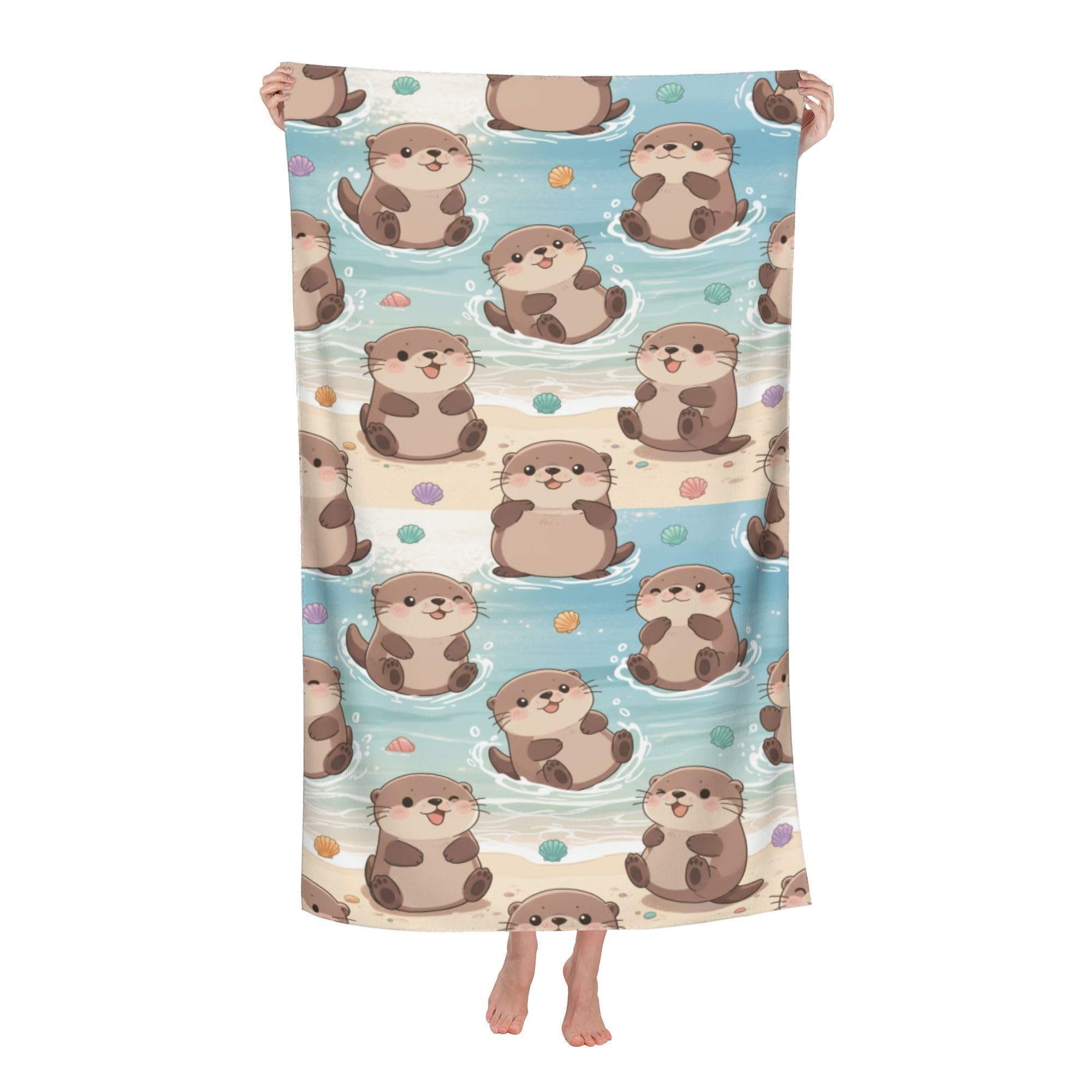 peiyeety Cartoon Otter Soft Bath Towels Absorbent Bathroom Towel for Beach Hotel Gym Spa Shower