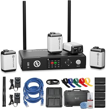 Hollyland Wireless Tally System with 4 Tally Lights, 2600ft Wireless Range, DB25 RJ45 USB-C Connectivity for Live Streaming, Broadcasting and Video Production, Mixer Video switcher Bundle