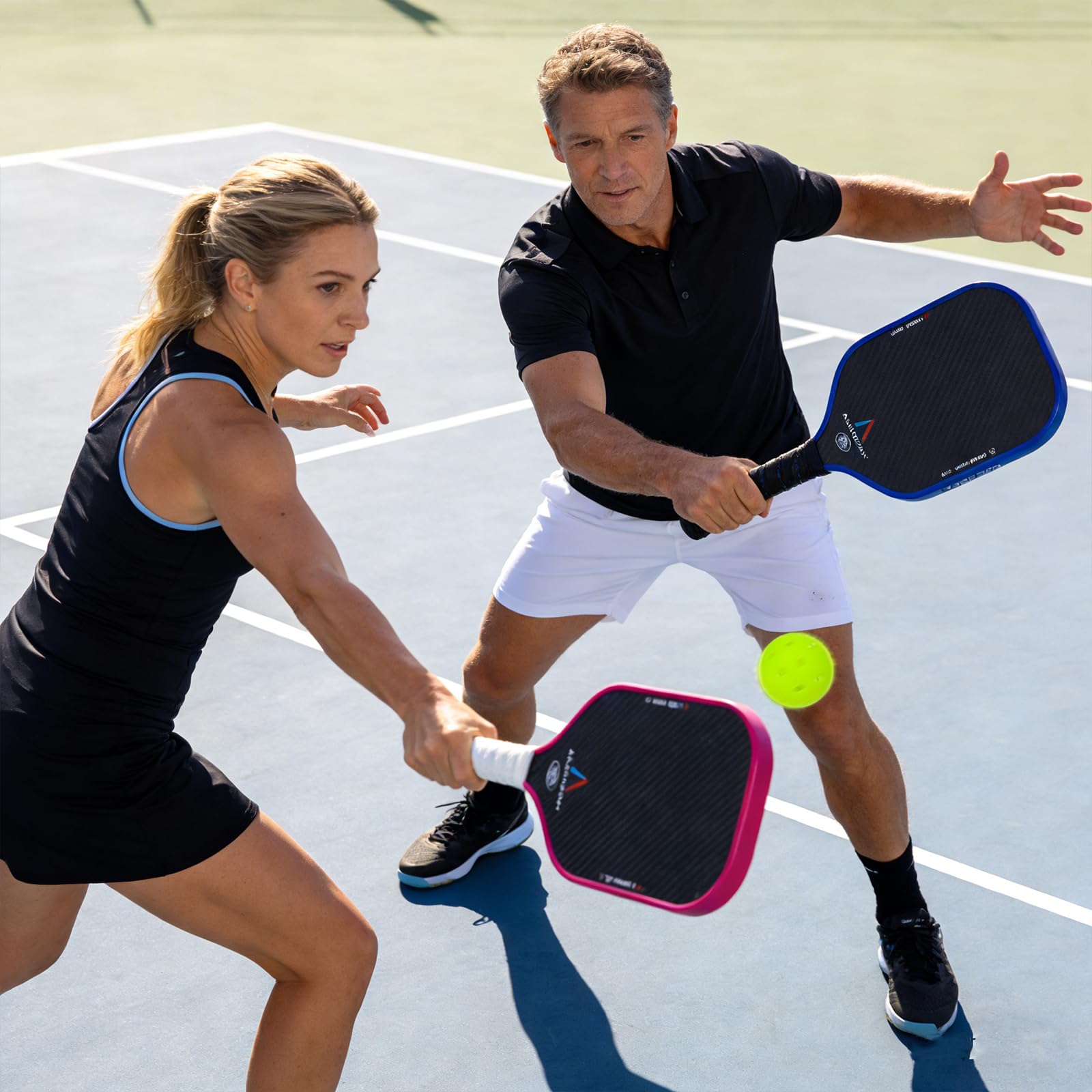 Pickleball-Paddel, USAPA-zugelassenes Pickleball-Paddel-Set Pro, 3K Rohkohlefaser, strukturierte Oberfläche mit hoher Körnung und Drehung, 16 mm langlebig, T700SC Kohlefaser, Pickle-Ball-Schläger für