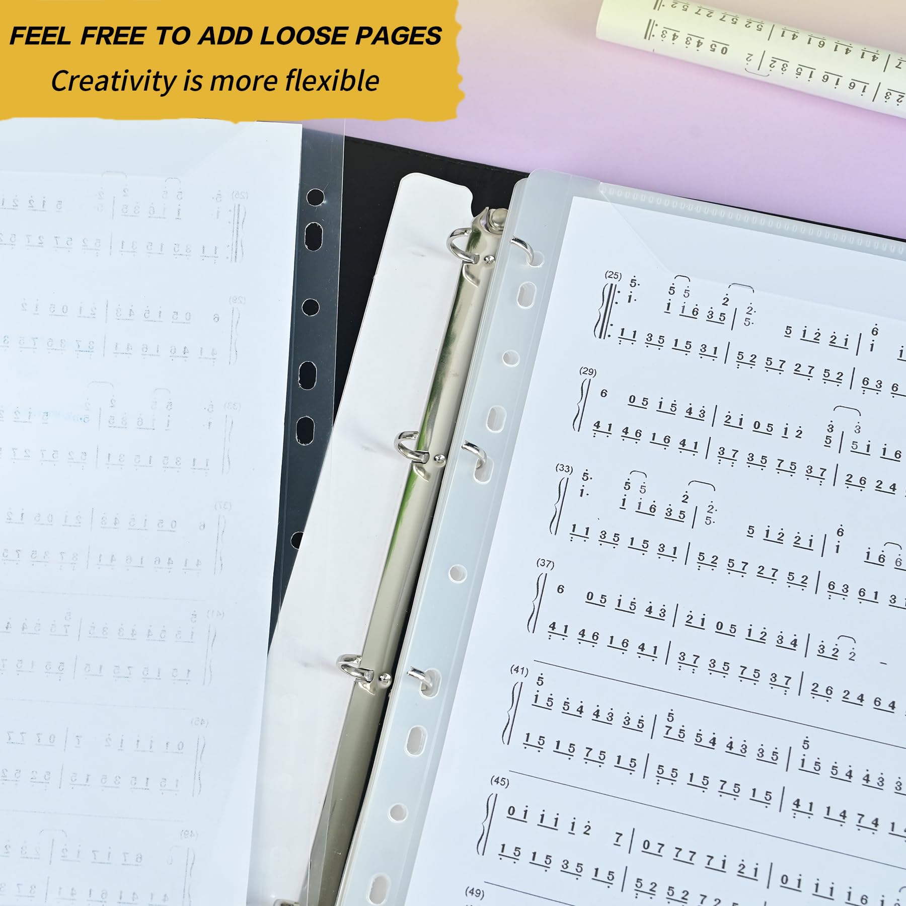 Carpeta de partituras, soporte para coro, organizador de partituras, carpeta de partituras, para cantante de coro, carpeta de música tamaño carta, capacidad de 40 páginas para escribir (morado)