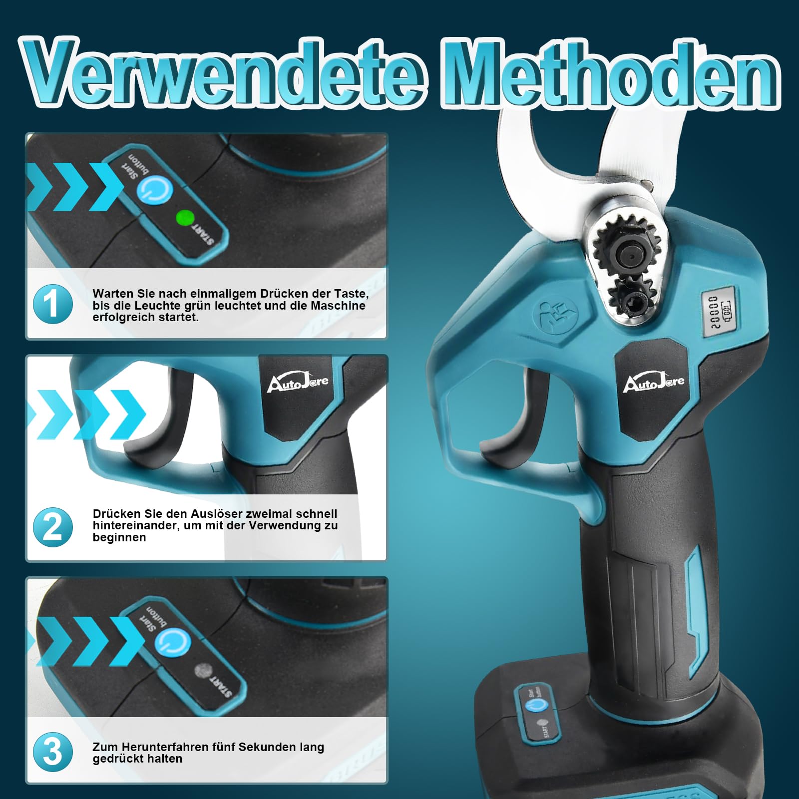 Akku Astschere kompatibel mit Makita 18V Akku Bürstenlose Elektrische Astschere mit 2 Gängen LCD Display Akku Baumschere für Rebschnitt Zweige, Stämme, Büsche (Ohne Akku) | Bürstenlose Elektrische Astschere, mit 2 Gängen, LCD Display, für Rebschnitt Zweig