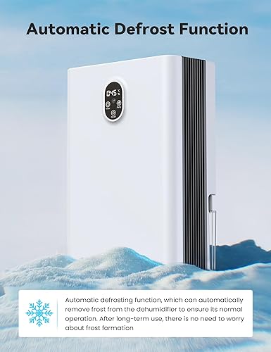 Miniatura 8 de BUPPLEE - Deshumidificadores de 95 onzas para el hogar, deshumidificador silencioso de 1000 pies cuadrados con manguera de drenaje, filtro