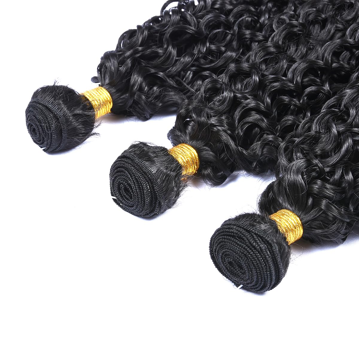 Luovce Synthetic Hair Extension Water Wave Synthetic Hair Weave Bundles 3 Bundles 22 inches with one Closure 230 Grams 1B Natural Colour - Image 4