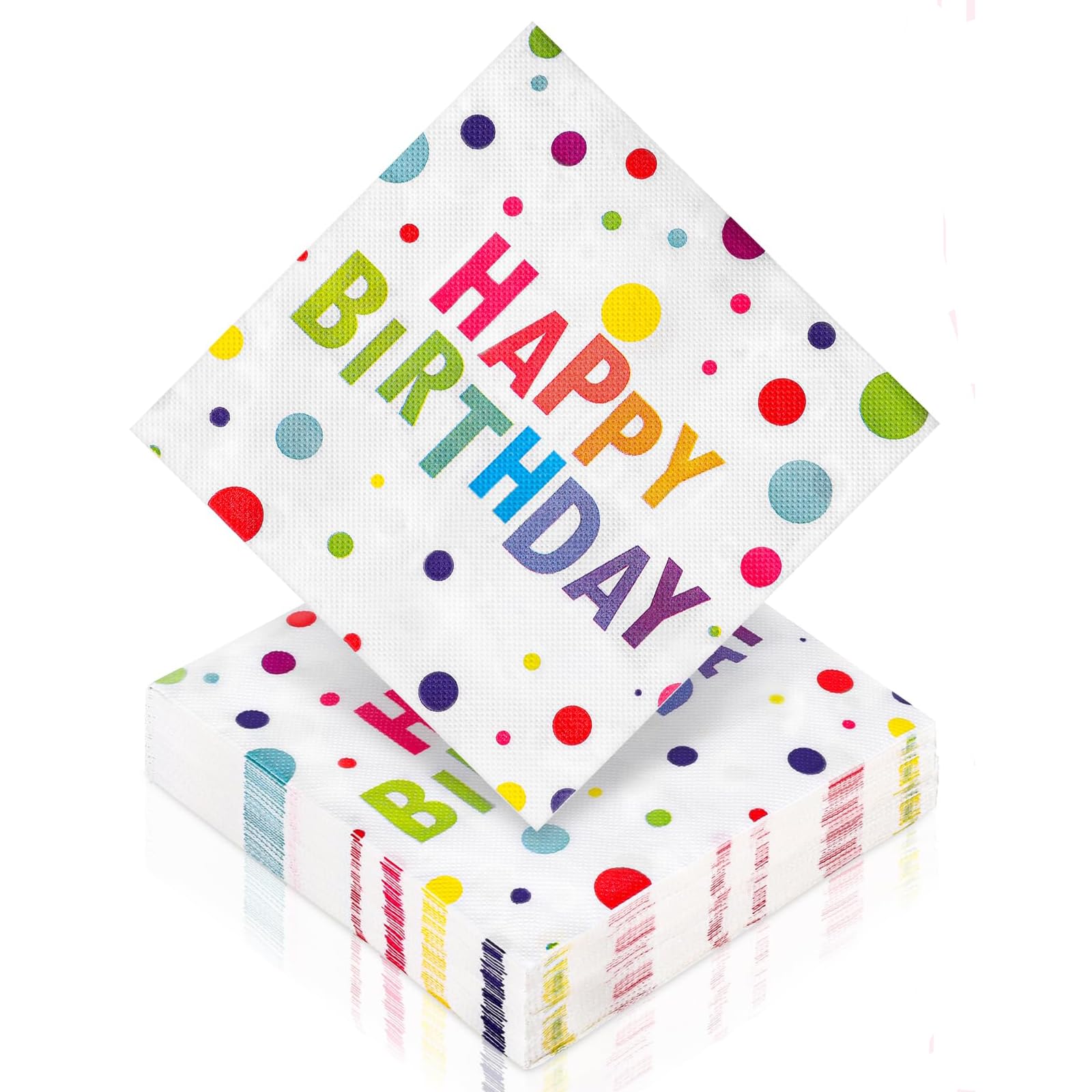 60 Pcs Polka Dot Paper Napkins Disposable Rainbow Colorful Cocktail Dinner Napkin Set 13" x 13" Unfolded Tableware Napkins for Rainbow Party Supplies