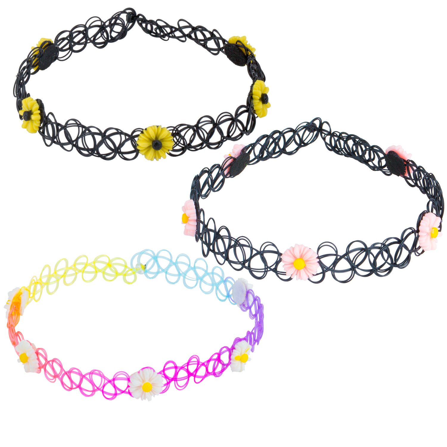 ZWOOS Collana gotica catena 12 pezzi doppia linea tatuaggio all'henné girocollo elastico in PVC, senza pietra, PVC, senza pietra
