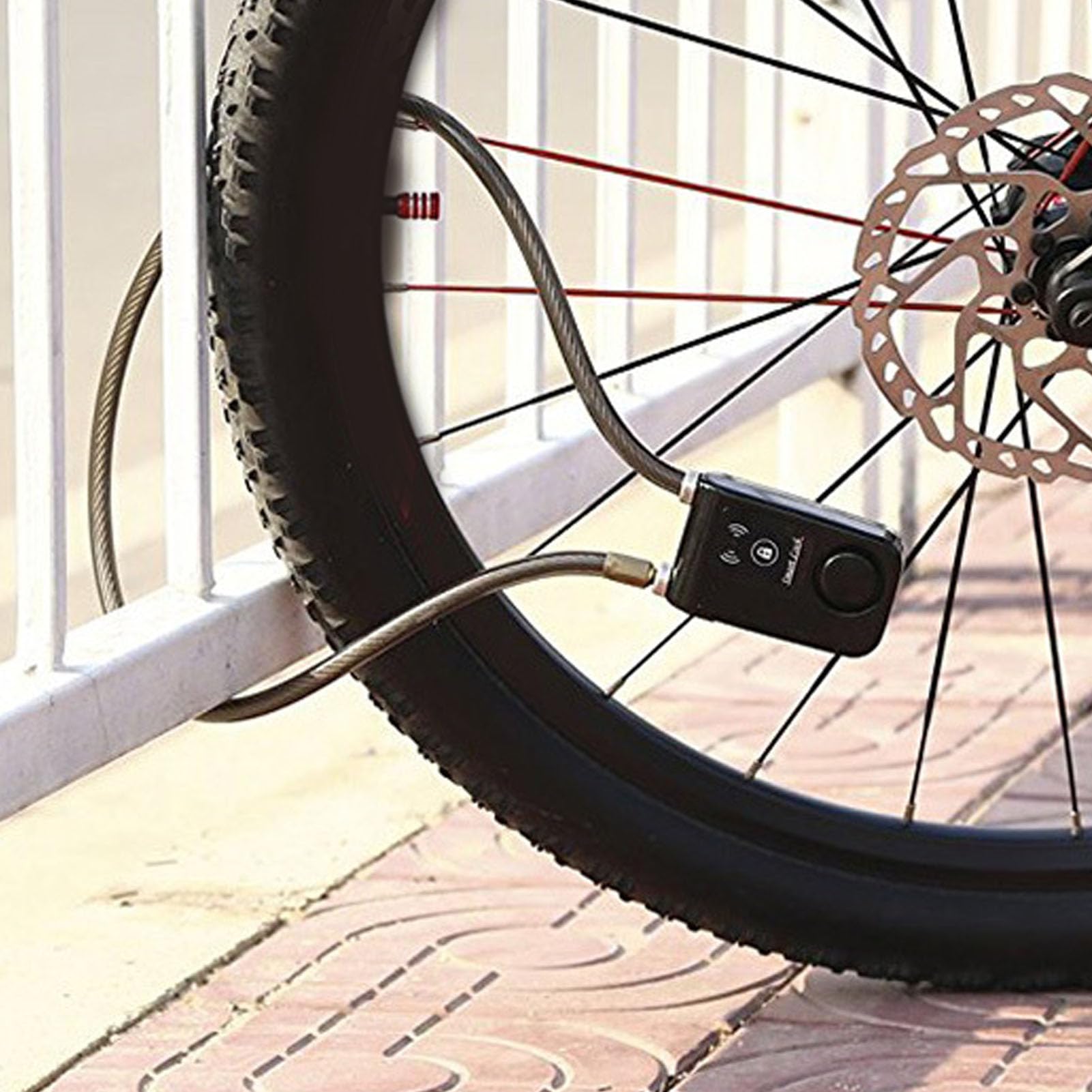 Alarm-Kabelschloss, Fahrradschloss mit Alarm, Schlüsselloses Bluetooth-Motorradschloss, IP44, Wasserabweisendes Fahrradschloss mit Alarm-App, Entriegelung, Vibrationsalarm,