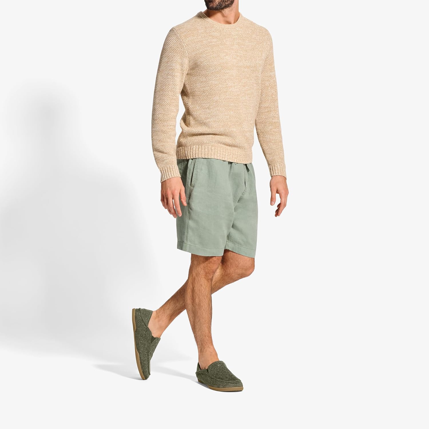 OLUKAI Moloa Hulu Men's Wool-Blend Slippers, Soft & Heathered Knit Slip On Shoes, Suede Leather Foxing, Drop-In Heel Design - Image 6