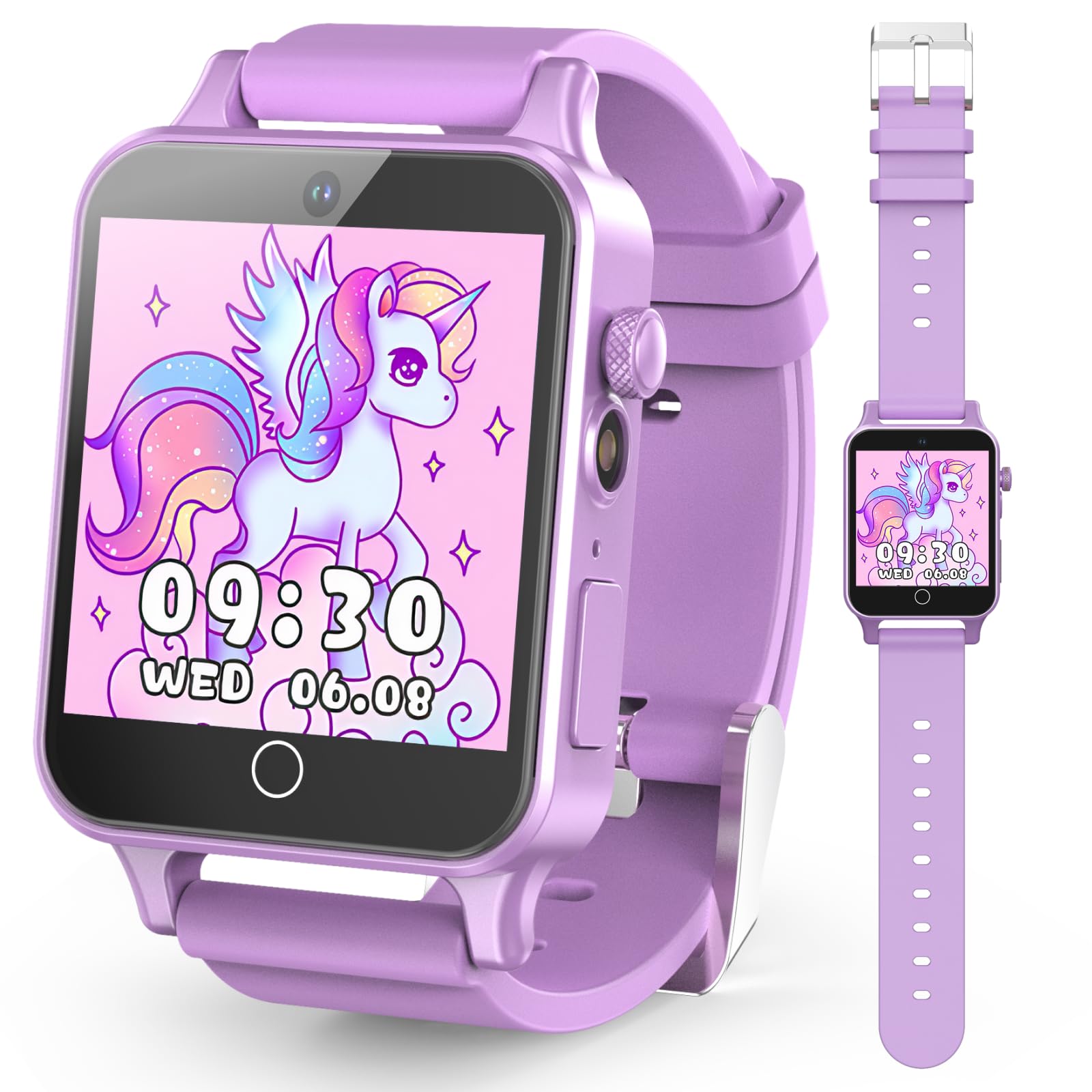 Kids Smart Watch Girls for Age 5-12, HD Camera Toddler Watch Educational Toys Birthday Gifts for Girls Ages 5 6 7 8 9 with Music Player, Alarm Clock, Learn Card, 30 Games, Pedometer